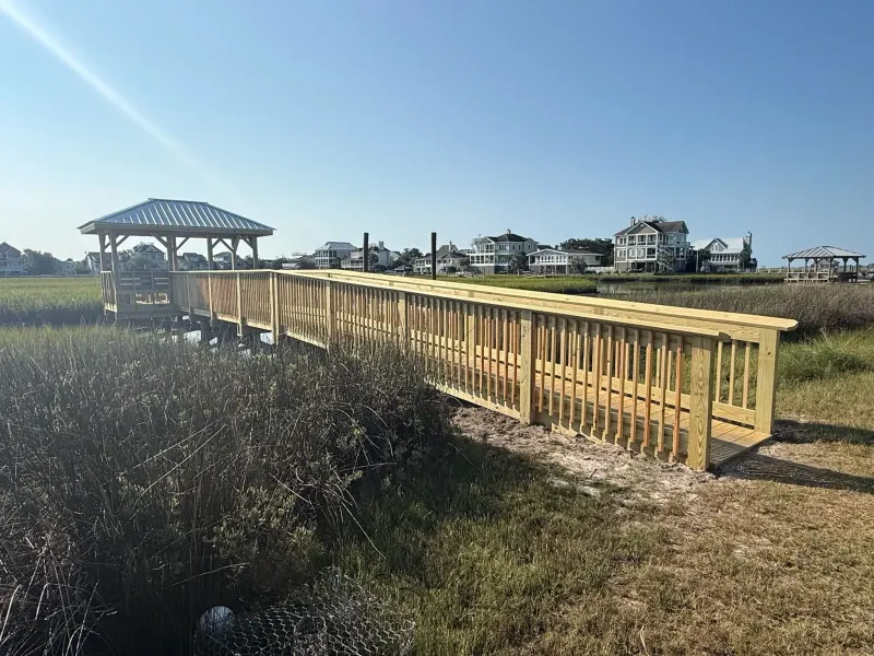New timber walkway and covered pierhead at Salt Marsh Cove HOA in Litchfield Beach