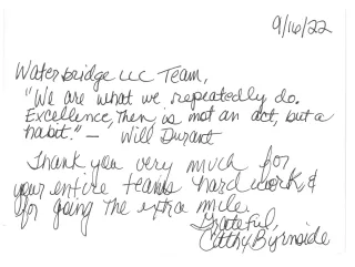 Original letter from Cathy Byrnside, dated September 16, 2022