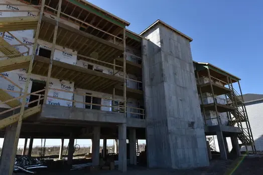 Sea Oats balconies and central concrete tower